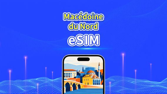 eSIM de Macédoine | 4G | Forfait de données quotidien/total | 1-30 jours | Facturation 24h/24 | code QR