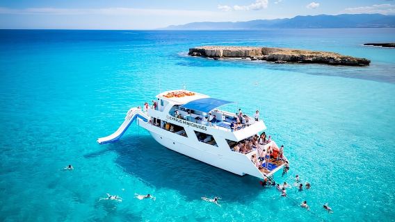 Blue Lagoon (Akamas) Bus & Boat Tour with Water Slide from Paphos