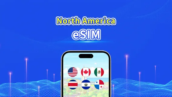 eSIM América del Norte | 5G/4G | Paquete de datos diario/total | 1–30 días | Facturación por 24 horas | Código QR