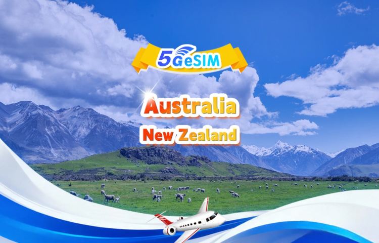 Australia and New Zealand general 5G eSIM | Multi-network · supports AI & TikTok | 500MB/day–total 100GB | 1–60 days | 24 hr billing | QR code