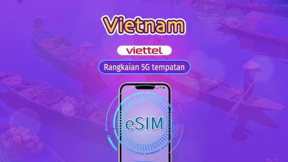Vietnam Viettel eSIM | Menyokong Rangkaian 5G & TikTok & ChatGPT | Pas Harian | 3-30 Hari | Pengebilan Hari Kalendar | Kod QR