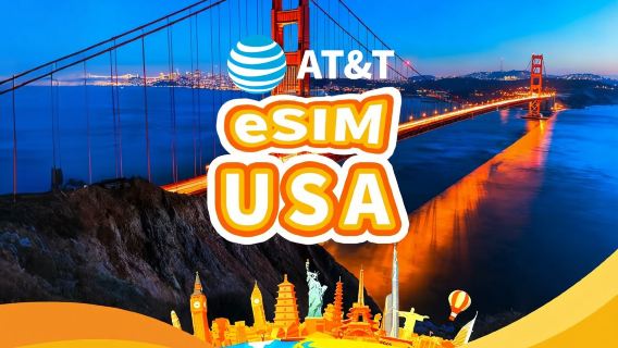 AT&T USA 5G/4G eSIM|合計 100GB|通話+SMS|暦日課金|QR コード