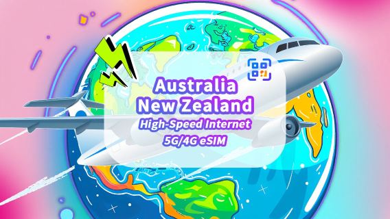 eSIM Australia + Nuova Zelanda | Dati ad alta velocità | 5G/4G | Pacchetto giornaliero/dati | 24 ore | 1-30 giorni | Codice QR
