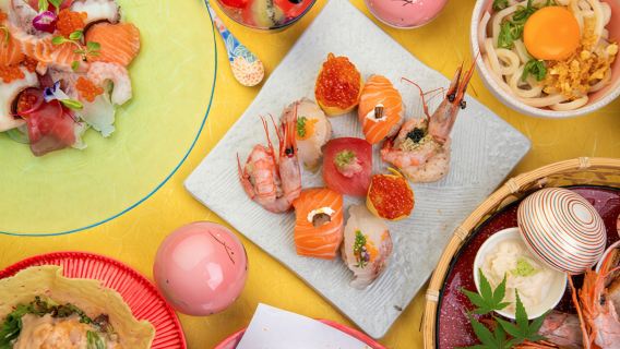 [Seven-color Temari Song] Signature Temari Sushi Option (2-hour free-flow drinks) - Choose 1 of 2 meal vouchers