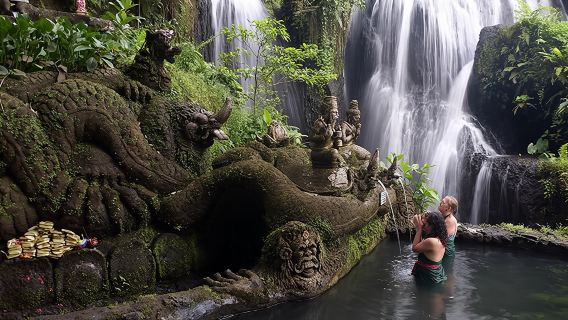 Sacred Purification Ceremony at Taman Beji Griya Waterfall