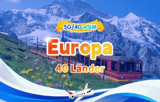Europäische 5G/4G eSIM | Tagespaket/Gesamtpaket | 500 MB/Tag – insgesamt 50 GB | 1–30 Tage | 24-Stunden-System | QR-Code
