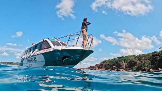 フーコック島スピードボートで行く海ワンデーツアー少人数グループ【シュノーケリング+SUP空撮+ランチ+ホテル送迎】