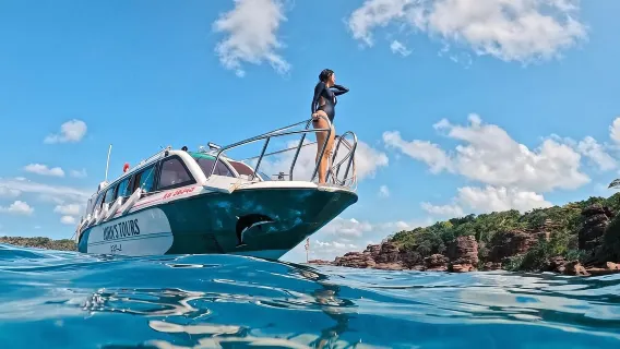 Featured tour with 31 reviews: 1-day tour of speedboating in Phu Quoc Island: optional Chinese/English + snorkeling + lunch + transfer