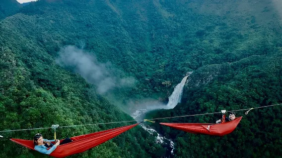 Aerial Hammocks, Zip and Waterfall Trek on Medellin Private Tour