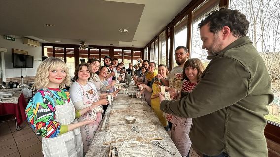 Traditional bolognese pasta making with a meal