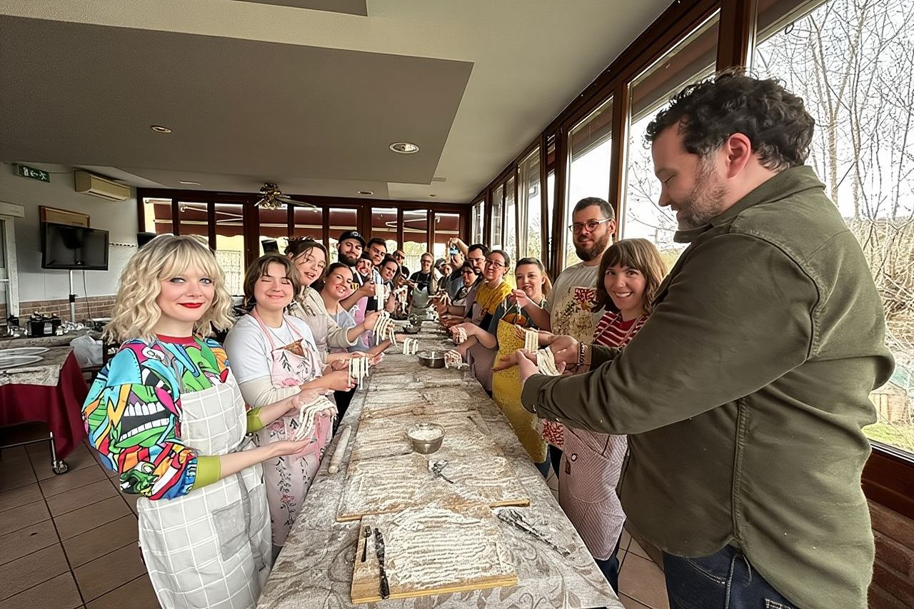 Traditional bolognese pasta making with a meal