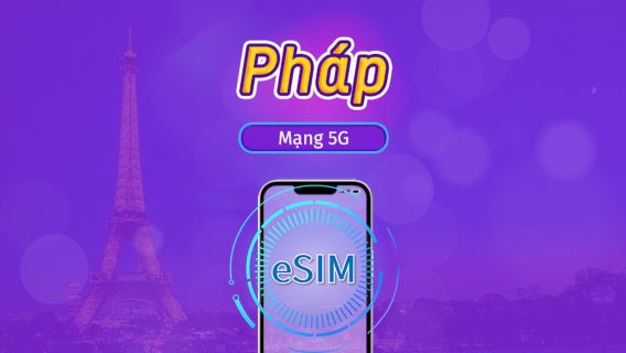 Pháp | eSIM 5G/4G | Gói trọn gói | Tính phí mỗi 24 giờ | 7–30 ngày | Mã QR