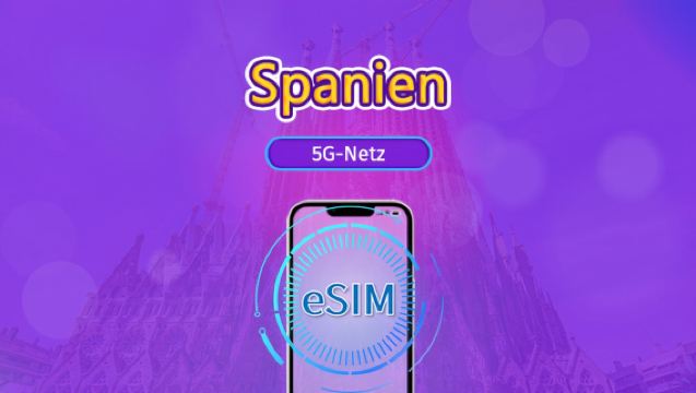 Spanien 5G eSIM | Unterstützt TikTok, ChatGPT und andere weltweit beliebte Apps | Tagespass / Gesamt-Datenpaket | Abrechnung nach Kalendertagen | 1–30 Tage | QR-Code