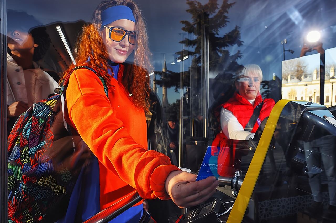 Autobus turistico rosso sali e scendi di Istanbul