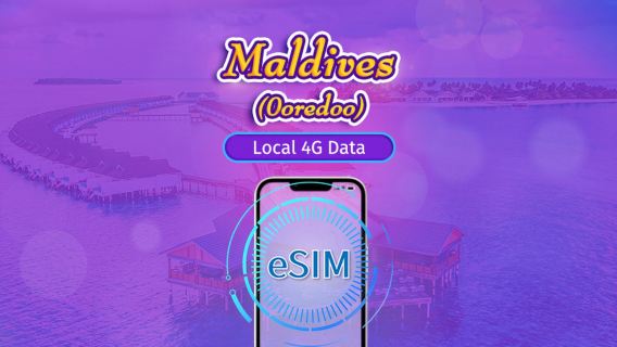 มัลดีฟส์ | Ooredoo 4G eSIM | แพ็กเกจรวม | การเรียกเก็บเงินตามวันธรรมชาติ | 10 วัน | รหัส QR