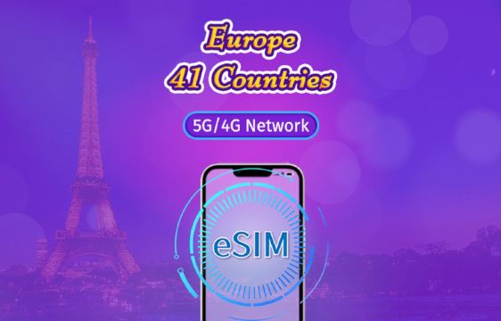 Europe (41 countries) | 5G/4G eSIM | Day Pass/Total Package | Natural Day Billing | 1-90 days | QR code