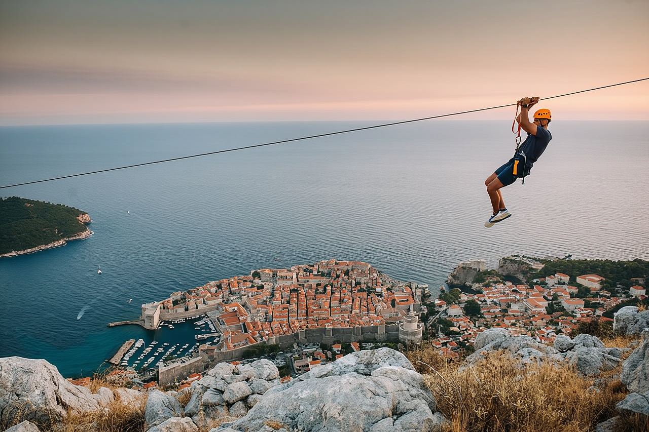 Esperienza di zipline al tramonto a Dubrovnik