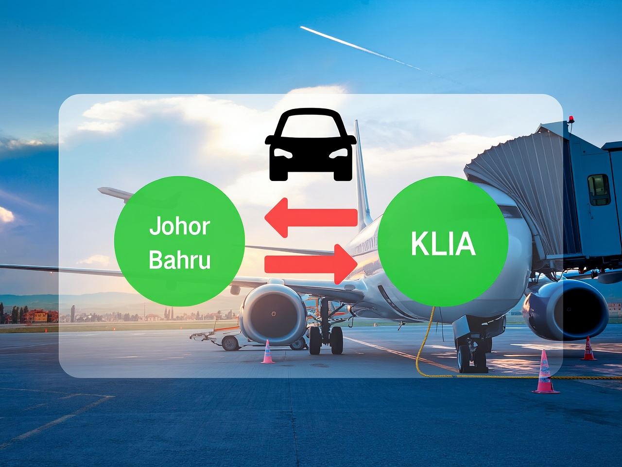 Traslado en coche privado de punto a punto entre Johor Bahru y KLIA