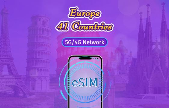 European 41-Country eSIM | Supports TikTok & ChatGPT | 5G/4G Networks | Day Pass/Total Data | 1–90 days | Calendar Day Billing | QR code