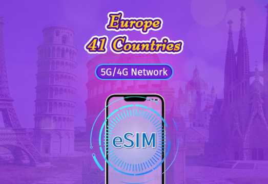 European 41-Country eSIM | Supports TikTok & ChatGPT | 5G/4G Networks | Day Pass/Total Data | 1–90 days | Calendar Day Billing | QR code