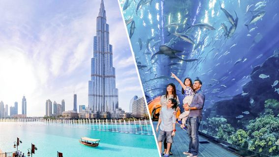 콤보(30% 할인): 부르즈 칼리파 앳 더 탑(Burj Khalifa At The Top) + 두바이 몰 수족관 및 수중 동물원 티켓
