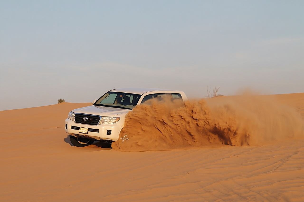 Desert safari with sandboarding and dinner from Dubai