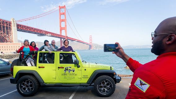 Private city, Muir Giant Redwoods and Sausalito convertible jeep tour