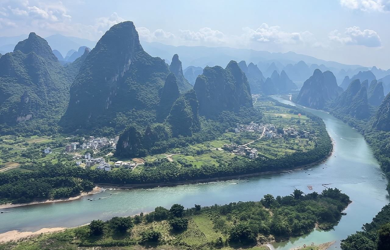 筏で楽しむ漓江下りと相公山と印象劉三姐実景ショーなど充実の日帰り観光<日本語ガイド/ホテル送迎付き/1名催行>