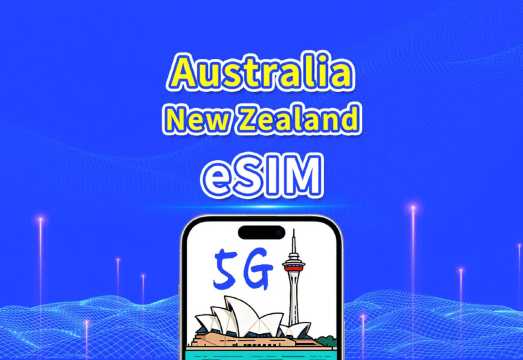 Australia + New Zealand eSIM | 5G/4G | Daily/Total Data Package | 24-Hour Billing | 1-30 days | QR code AUD 0.3