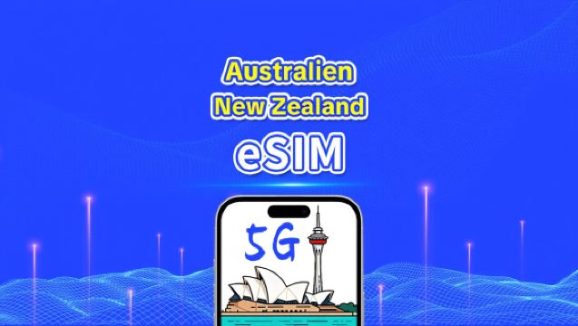 Australien + New Zealand eSIM | 5G/4G | Daglig pakke/data pakke | 24-timers fakturering | 1-30 dage | QR-kode