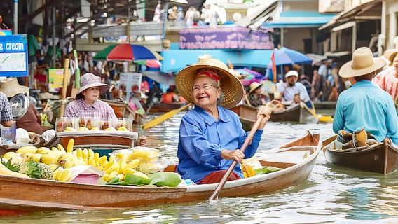 [Pure fun kleine groep, één auto één gids, late vertrek] Eendaagse tour naar de Damnoen drijvende markt en Spoorwegmarkt in Bangkok