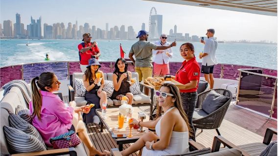 Dubai Xclusive Luxury Shared Marina Yacht Tour 1/2/3 Hours+Live Music+Breakfast/BBQ+ Drinks Optional