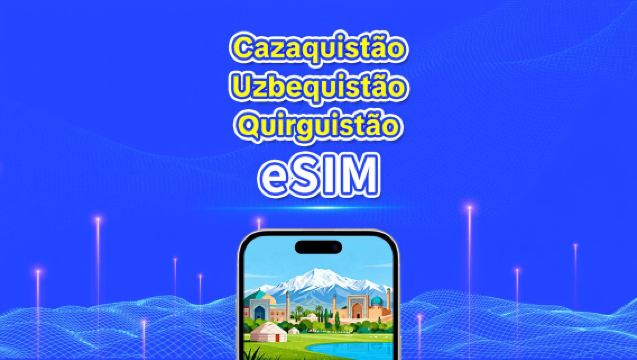 Cazaquistão+Uzbequistão+Quirguistão eSIM | 4G | Dados de alta velocidade | 24 horas | 1-30 dias | Código QR