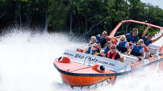 Trải nghiệm 30 phút trên cano cao tốc tại Cairns [Khứ hồi từ bến cảng trung tâm/Giờ khởi hành linh hoạt/Cano cao tốc Trinity Inflatable Devil Ray]