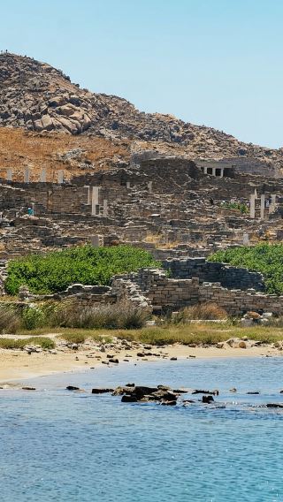 Half-day tour to Delos Archaeological Site from Mykonos Island, Greece with round-trip boat tickets and admission ticket