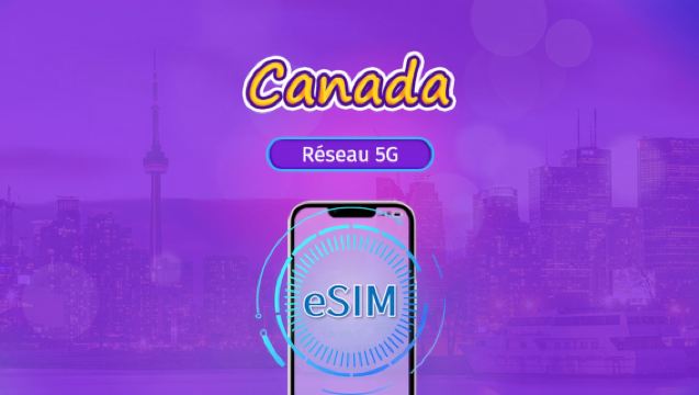 eSIM 5G Canada | Compatible avec Tiktok & ChatGPT | Forfaits journaliers / Forfaits data | Facturation par jour naturel | 1-30 jours | Code QR