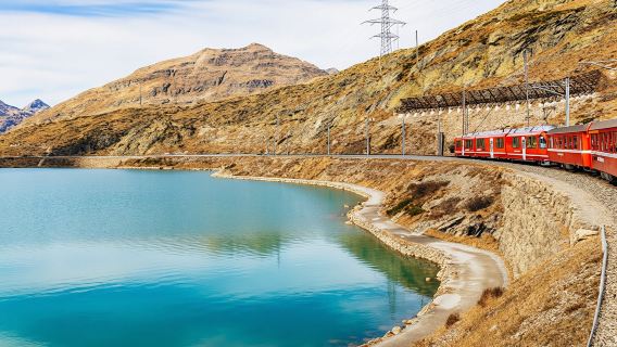 St. Moritz and Bernina Red Train from Milan with Lake Como Cruise