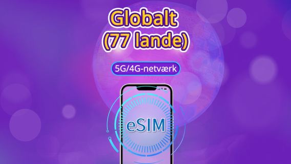 Globalt (77 lande) 5G/4G eSIM | Understøtter Google Maps/TikTok/ChatGPT | Datapakke | 24-timers beregning | 1–7 dage | QR-kode