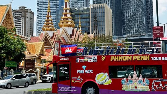 Phnom Penh Hop-on bus tour Ticket + Mekong River Cruise