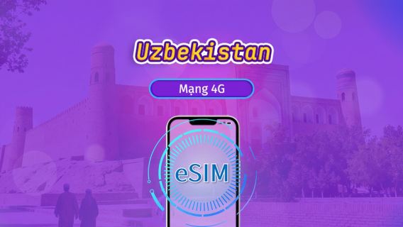 Uzbekistan | eSIM 4G | Gói ngày/Tổng gói | 1-30 ngày | Thanh toán 24 giờ | Hỗ trợ TikTok và ChatGPT | Mã QR