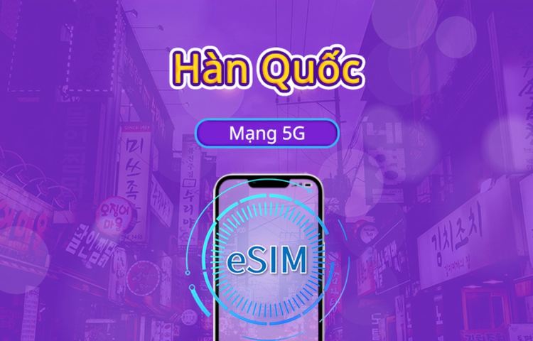 Hàn Quốc | eSIM 5G | Vé ngày/Gói tổng | Tính phí mỗi 24 giờ | 1-30 ngày | Mã QR