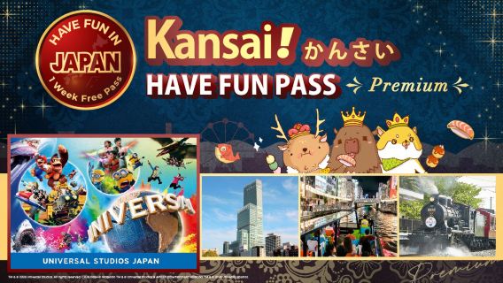 [Optional Universal Studios Japan/JR Pass]  Premium Have Fun in Kansai Pass 1 Week Free Pass