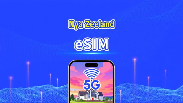 Nya Zeeland eSIM | 5G/4G | Dagspaket/datapaket | 24-timmars debitering | 1-30 dagar | QR-kod