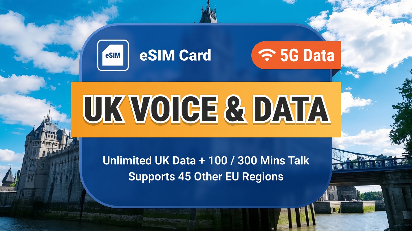 UK EE 5G Unlimited eSIM with Calls & SMS | Instant One-Tap Activation | UK / United Kingdom / Great
