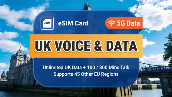 UK 5G eSIM | Unbegrenztes High-Speed-Datenvolumen im EE-Netz | Inklusive Telefonnummer, Anrufe & kostenlose SMS | Sofortige Aktivierung per QR-Code