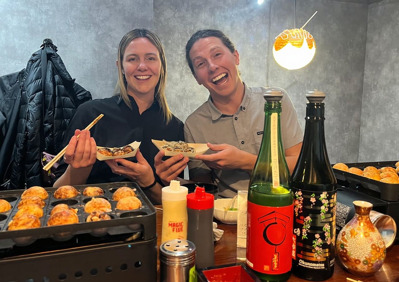 Osaka Sake Tasting with Takoyaki Cooking