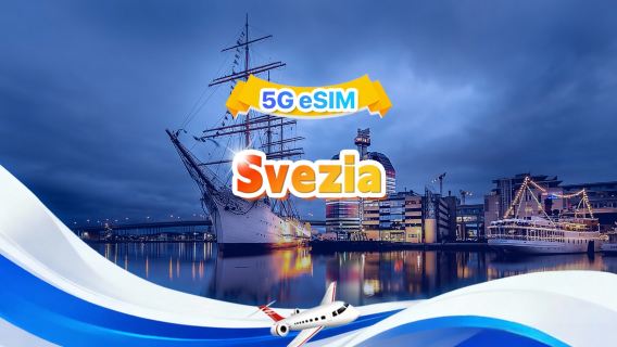 eSIM 5G Svezia | Pacchetto completo | 1-30 GB | 3-30 giorni | Programmazione 24 ore su 24 | QR Code