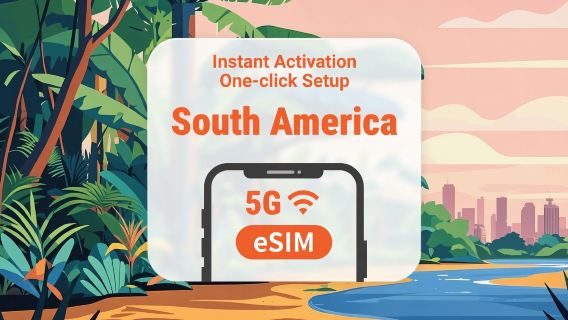 أماكن متعددة في أمريكا الجنوبية | eSIM 5G | باقة يومية + إجمالي البيانات | تثبيت بنقرة واحدة | رمز QR
