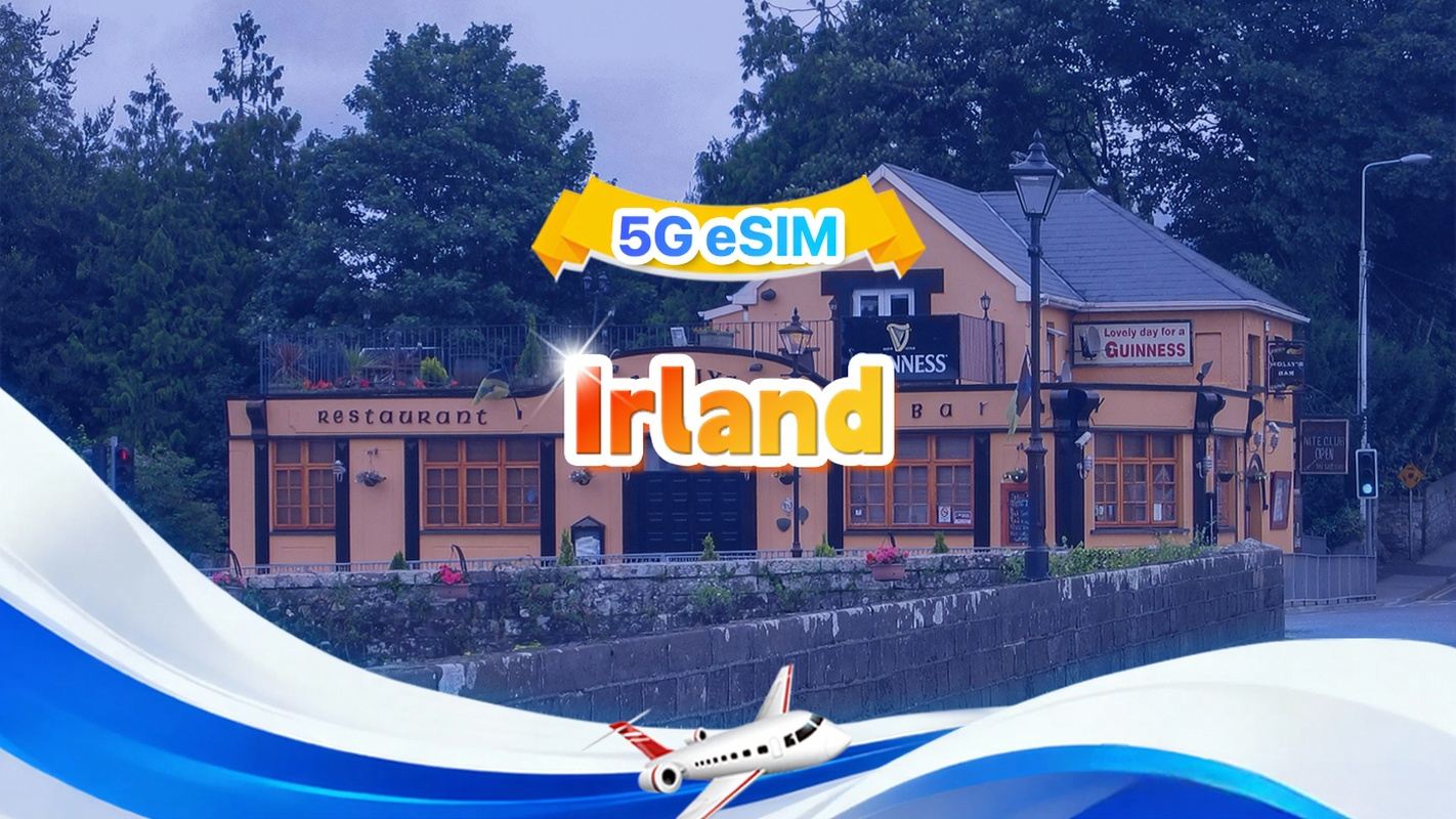 Irland 5G/4G eSIM | Tages-/Gesamtdatenpaket | 1 GB/Tag bis 30 GB | 1–30 Tage | 24-Stunden-Format | QR-Code