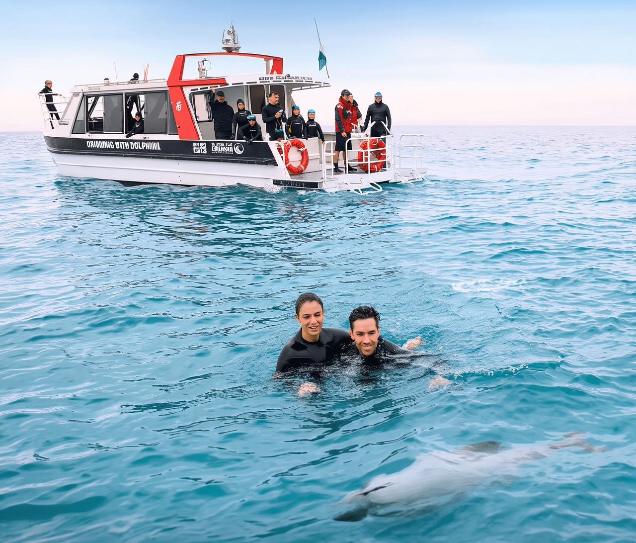 Neuseeland Südinsel Reise: Bootsfahrt mit Black Cat/Akaroa in Akaroa zur Delfinbeobachtung und Delfinjagd in Christchurch